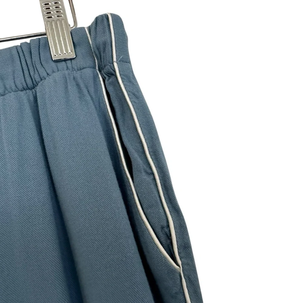 Jason Wu Womens Pajama Pants Sz Medium Blue White Elastic Waist Pockets
